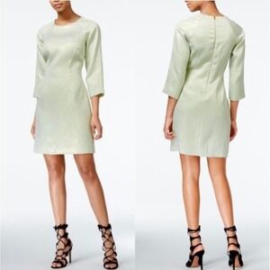 Rachel Rachel Roy Sheath Dress Women 6 Pale Green Metallic Shimmer Retro Glitzy
